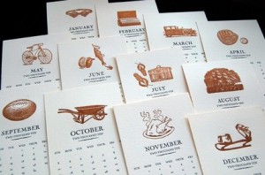a few of his favorites, letterpress calendar.